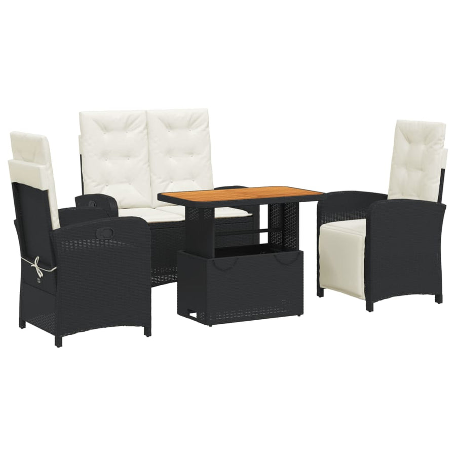 4-Delige Tuinset Met Kussens Poly Rattan Zwart