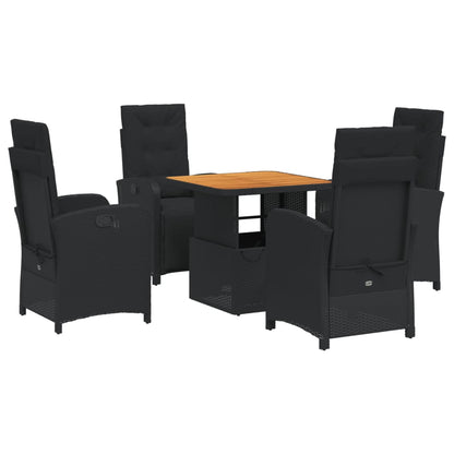 5-Delige Tuinset Met Kussens Poly Rattan Zwart