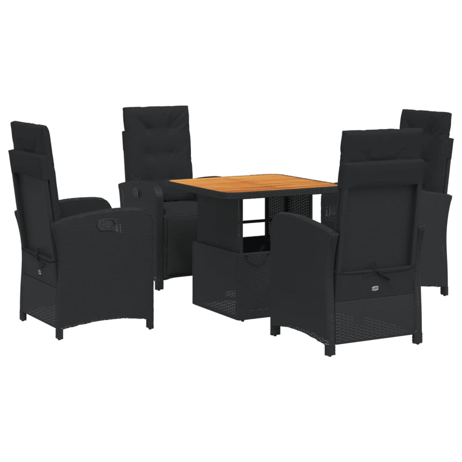 5-Delige Tuinset Met Kussens Poly Rattan Zwart
