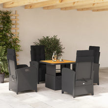5-Delige Tuinset Met Kussens Poly Rattan Zwart