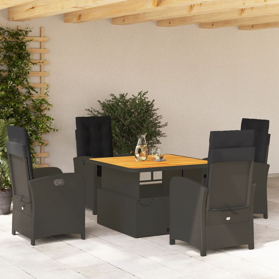 5-Delige Tuinset Met Kussens Poly Rattan Zwart