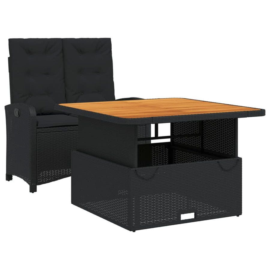 2-Delige Tuinset Met Kussens Poly Rattan Zwart