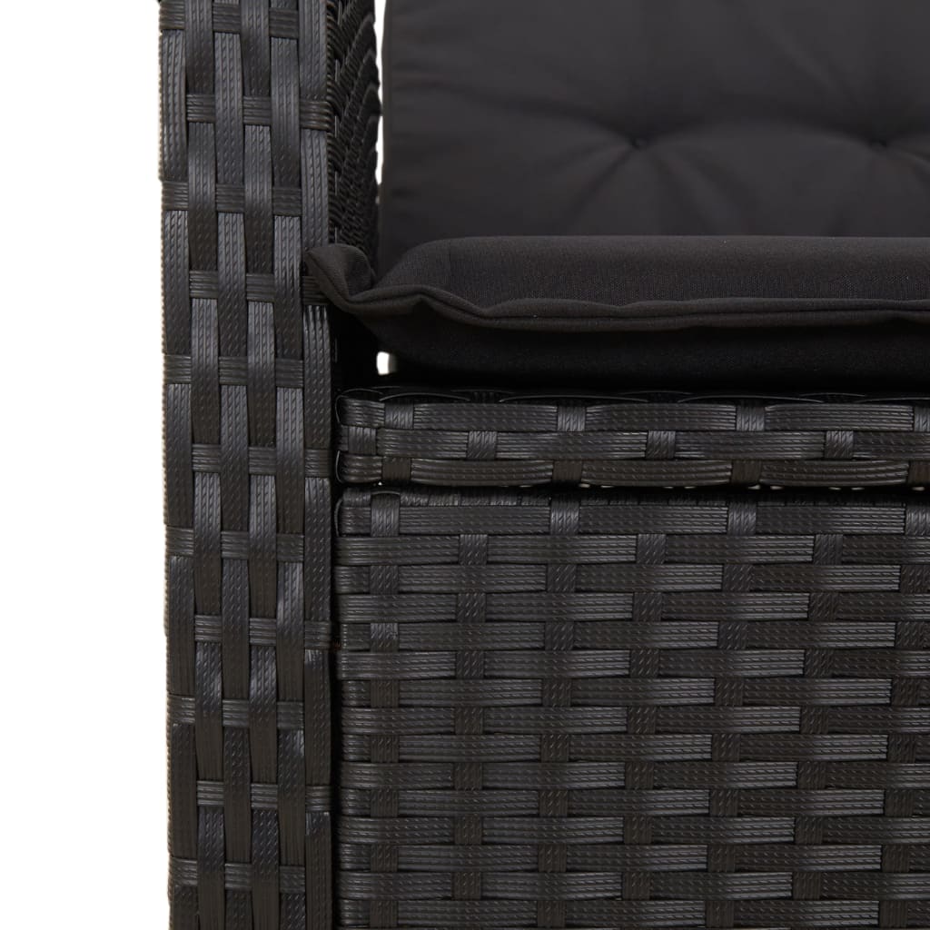 2-Delige Tuinset Met Kussens Poly Rattan Zwart