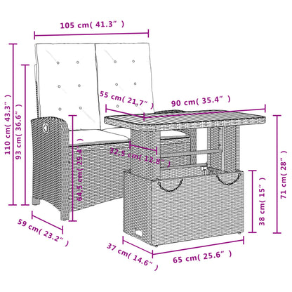 2-Delige Tuinset Met Kussens Poly Rattan Zwart