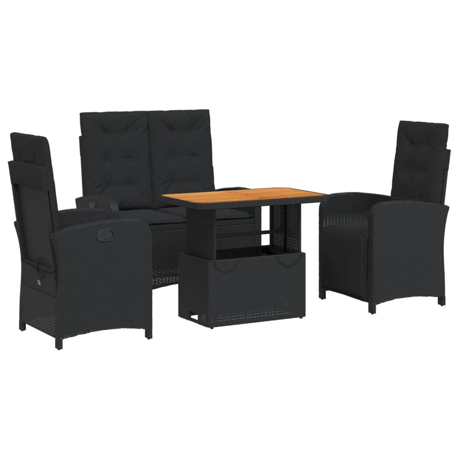4-Delige Tuinset Met Kussens Poly Rattan Zwart