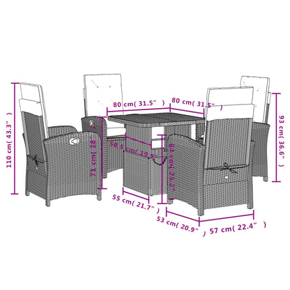 5-Delige Tuinset Met Kussens Poly Rattan Grijs
