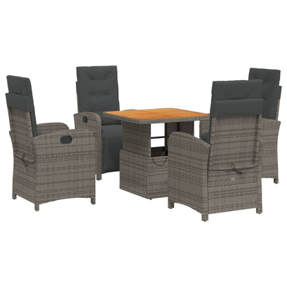 5-Delige Tuinset Met Kussens Poly Rattan Grijs