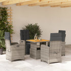 5-piece Garden Set with Cushions Poly Rattan Grey