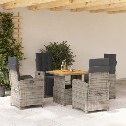 5-Delige Tuinset Met Kussens Poly Rattan Grijs