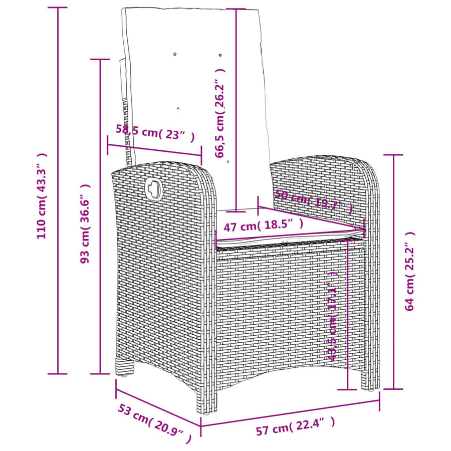 5-Delige Tuinset Met Kussens Poly Rattan Grijs