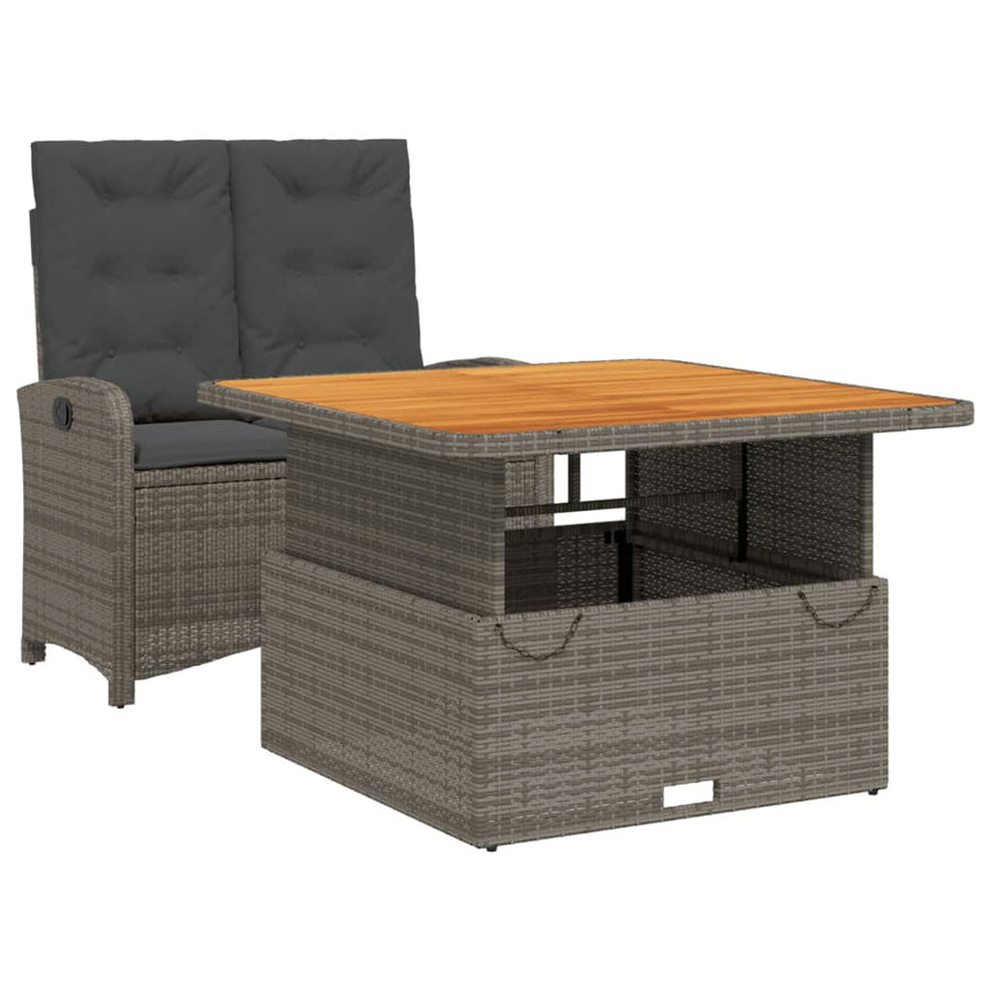 2-Delige Tuinset Met Kussens Poly Rattan Grijs