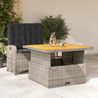2-piece Garden Set with Cushions Poly Rattan Grey