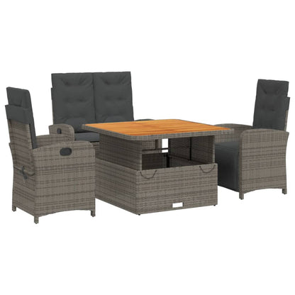 4-Delige Tuinset Met Kussens Poly Rattan Grijs