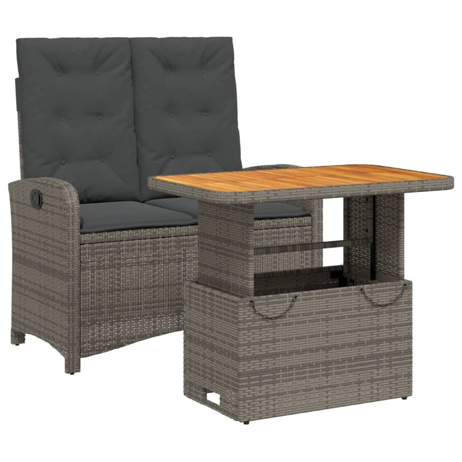 2-Delige Tuinset Met Kussens Poly Rattan Grijs