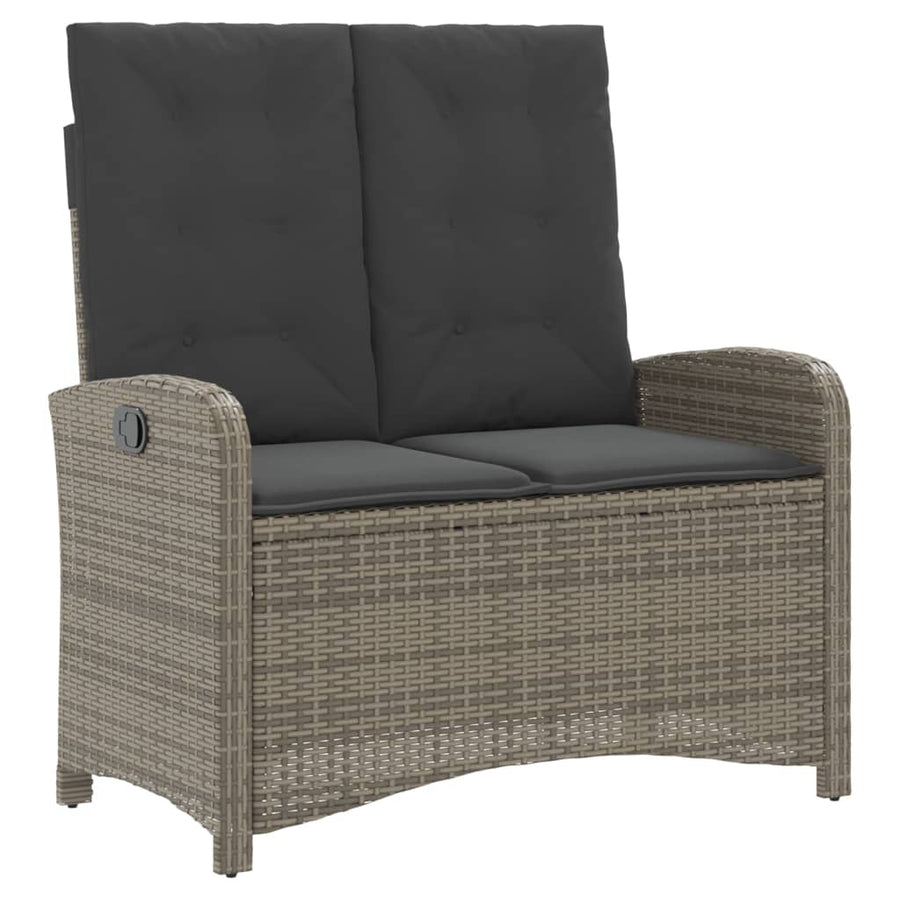 2-Delige Tuinset Met Kussens Poly Rattan Grijs