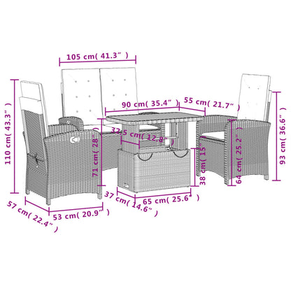 4-Delige Tuinset Met Kussens Poly Rattan Grijs