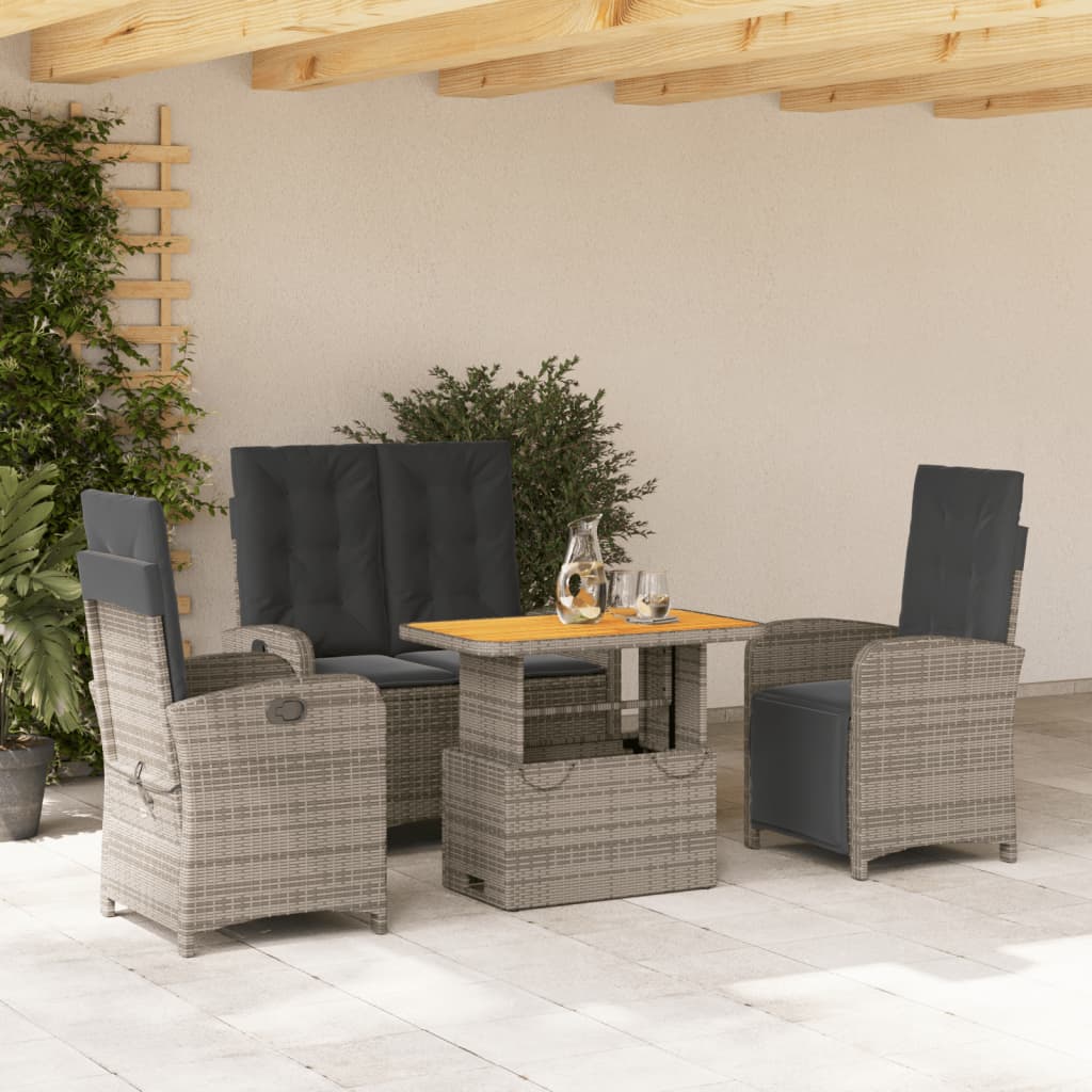 4-Delige Tuinset Met Kussens Poly Rattan Grijs