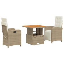 3-Delige Tuinset Met Kussens Poly Rattan Beige
