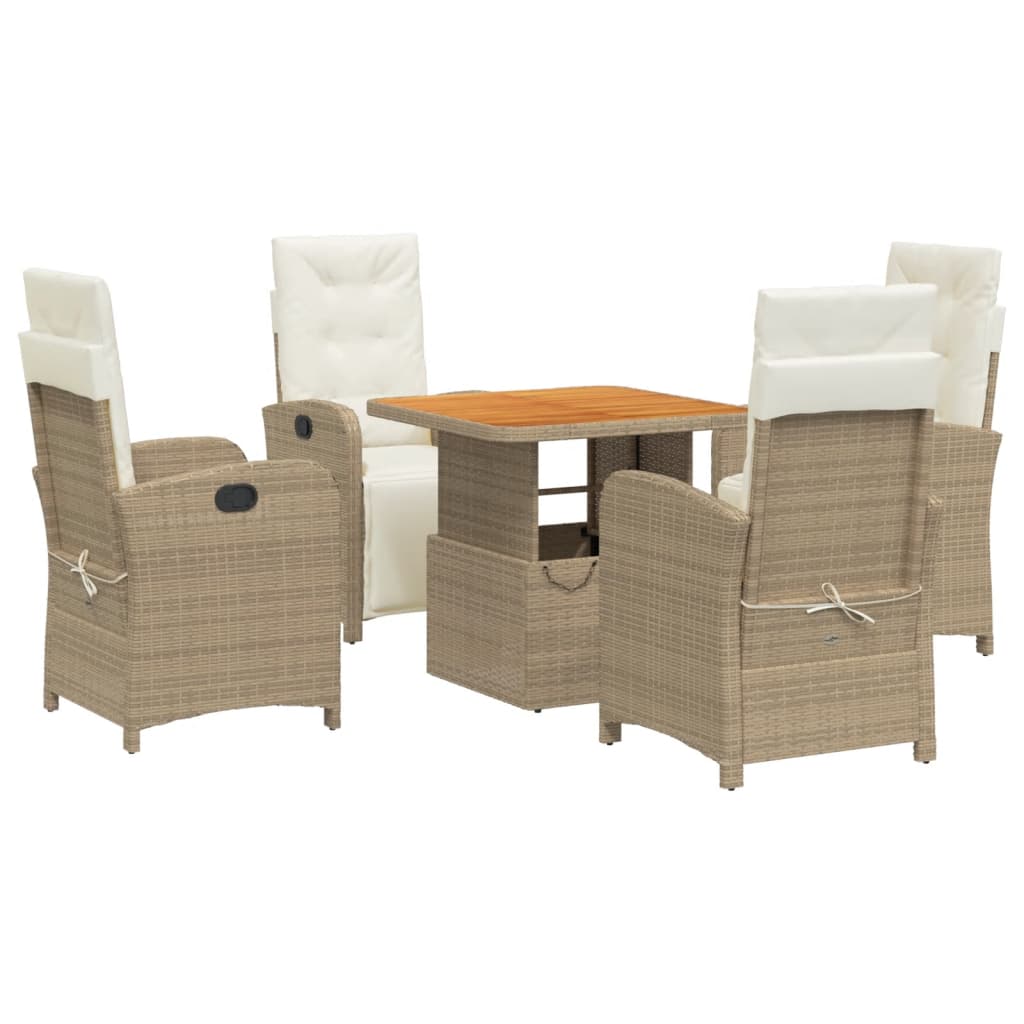 5-Delige Tuinset Met Kussens Poly Rattan Beige