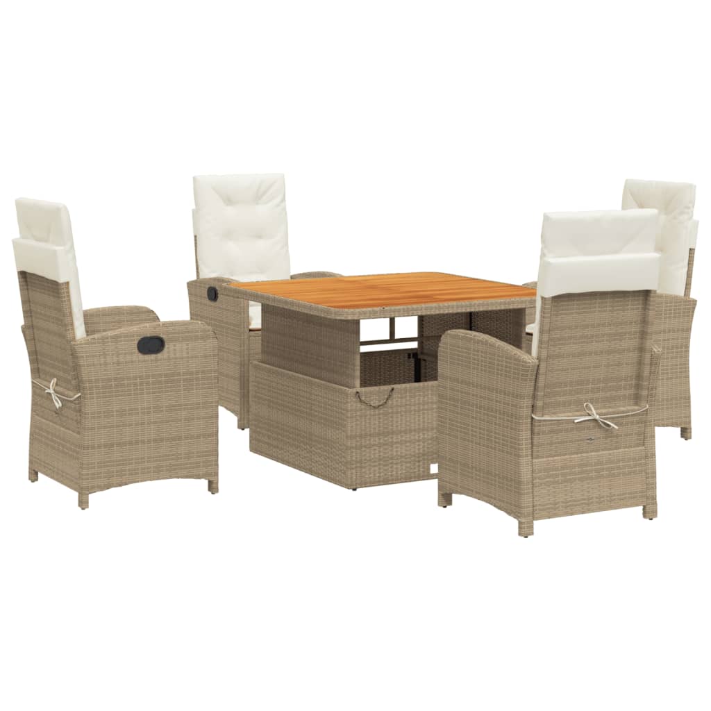 5-Delige Tuinset Met Kussens Poly Rattan Beige