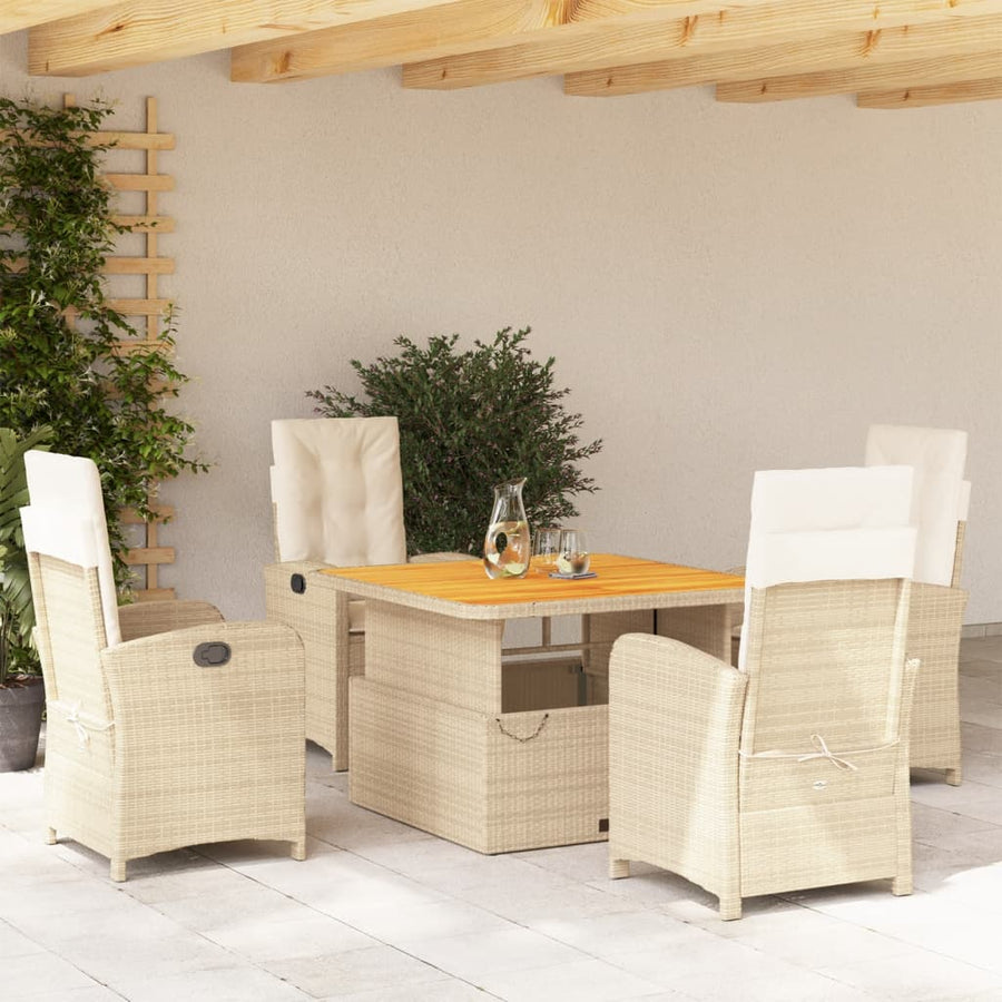 5-Delige Tuinset Met Kussens Poly Rattan Beige