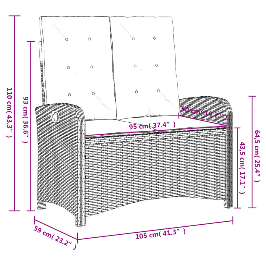 2-Delige Tuinset Met Kussens Poly Rattan Beige