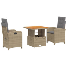 3-Delige Tuinset Met Kussens Poly Rattan Beige