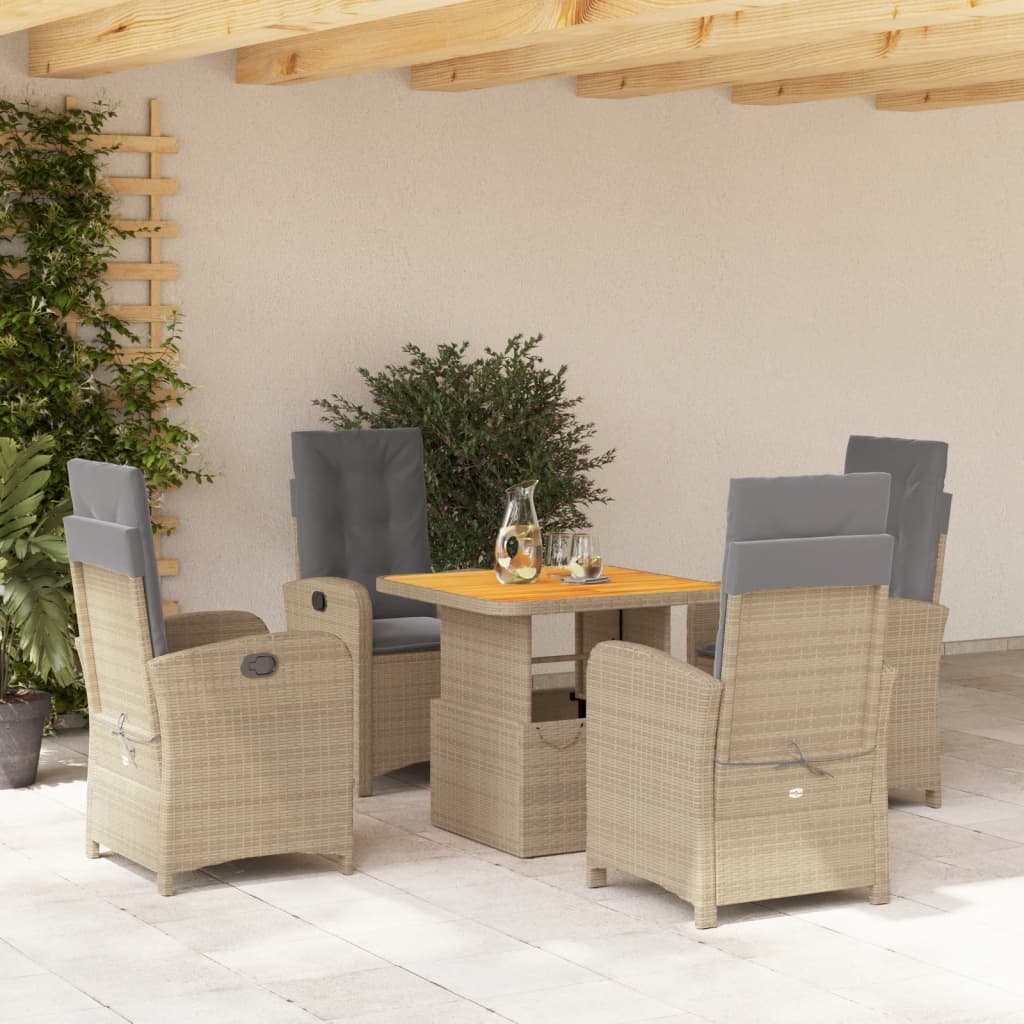 5-Delige Tuinset Met Kussens Poly Rattan Beige