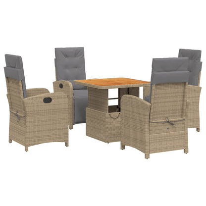 5-Delige Tuinset Met Kussens Poly Rattan Beige