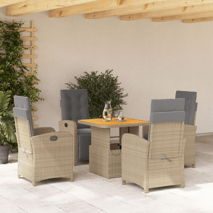 5-Delige Tuinset Met Kussens Poly Rattan Beige
