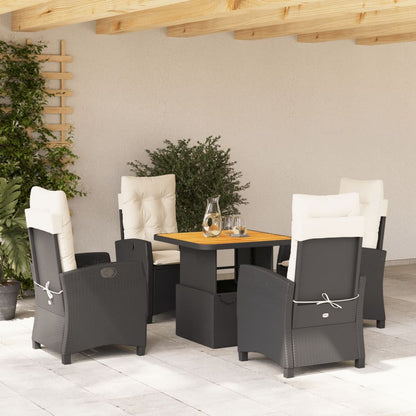 5-Delige Tuinset Met Kussens Poly Rattan Zwart