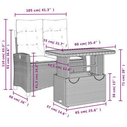 2-Delige Tuinset Met Kussens Poly Rattan Zwart