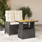 2-piece Garden Furniture Set with Cushions, Poly Rattan, Black