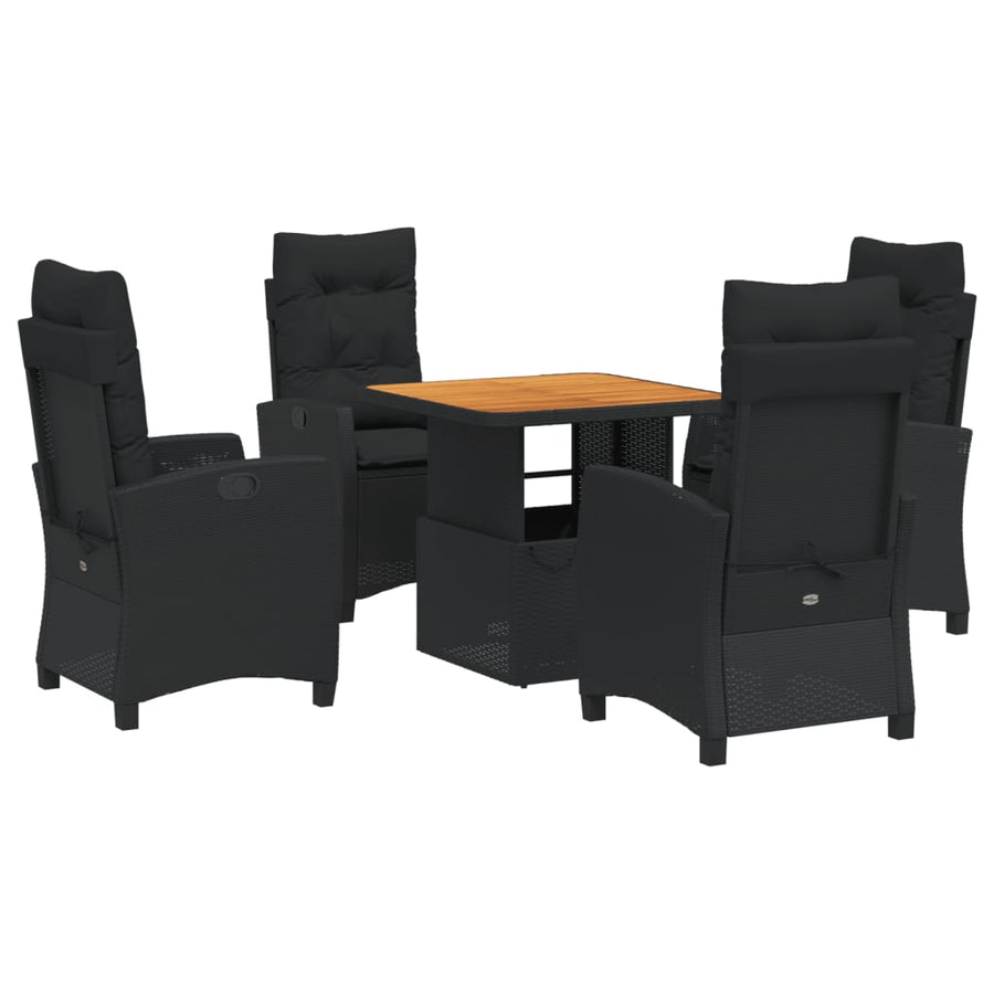 5-Delige Tuinset Met Kussens Poly Rattan Zwart