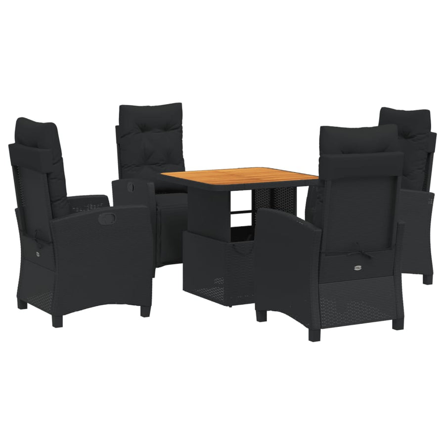 5-Delige Tuinset Met Kussens Poly Rattan Zwart