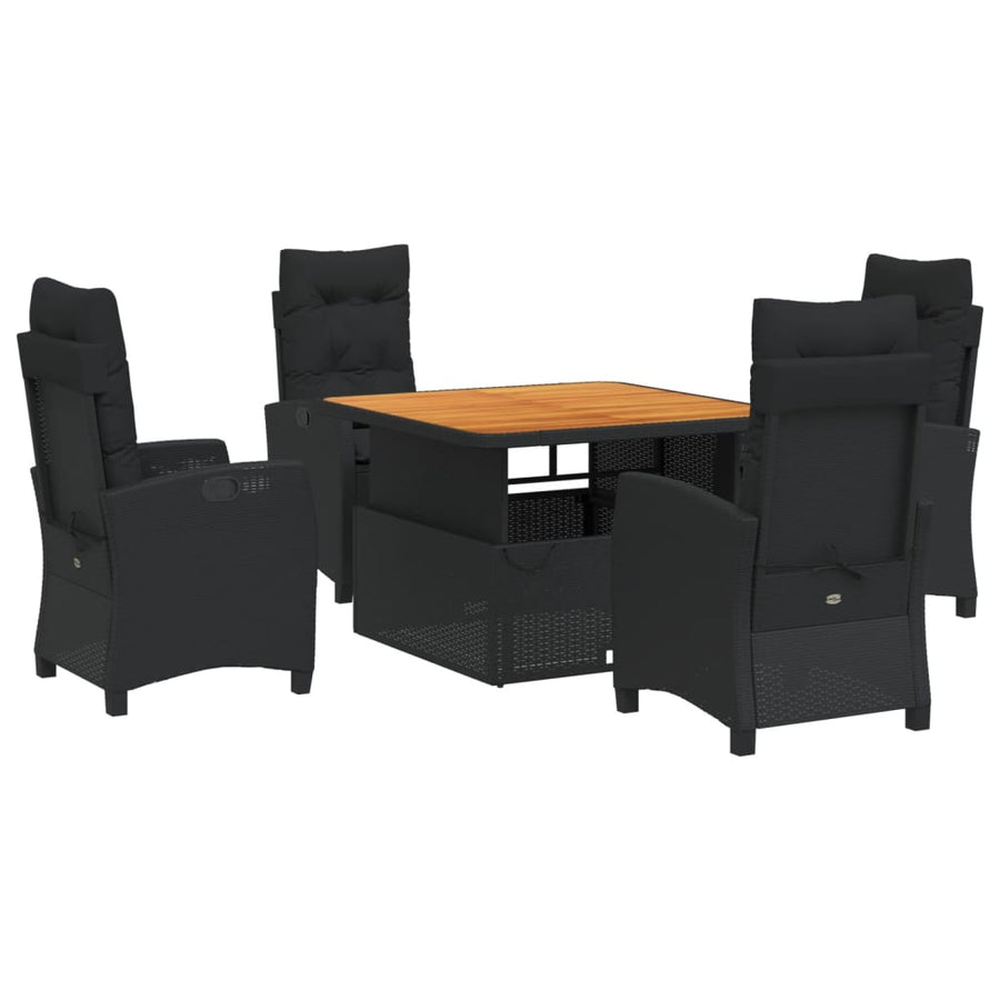 5-Delige Tuinset Met Kussens Poly Rattan Zwart