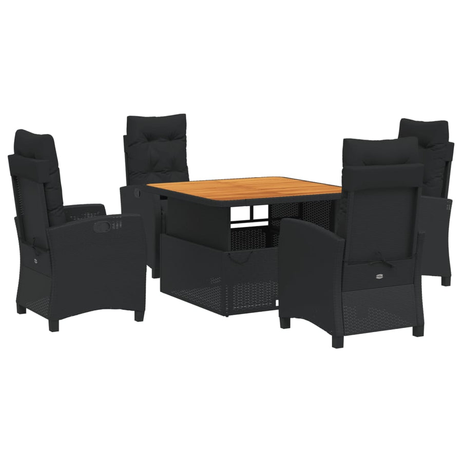 5-Delige Tuinset Met Kussens Poly Rattan Zwart