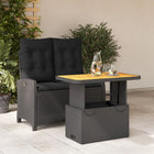 2-piece Garden Furniture Set with Cushions, Poly Rattan, Black