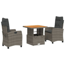 3-Delige Tuinset Met Kussens Poly Rattan Grijs