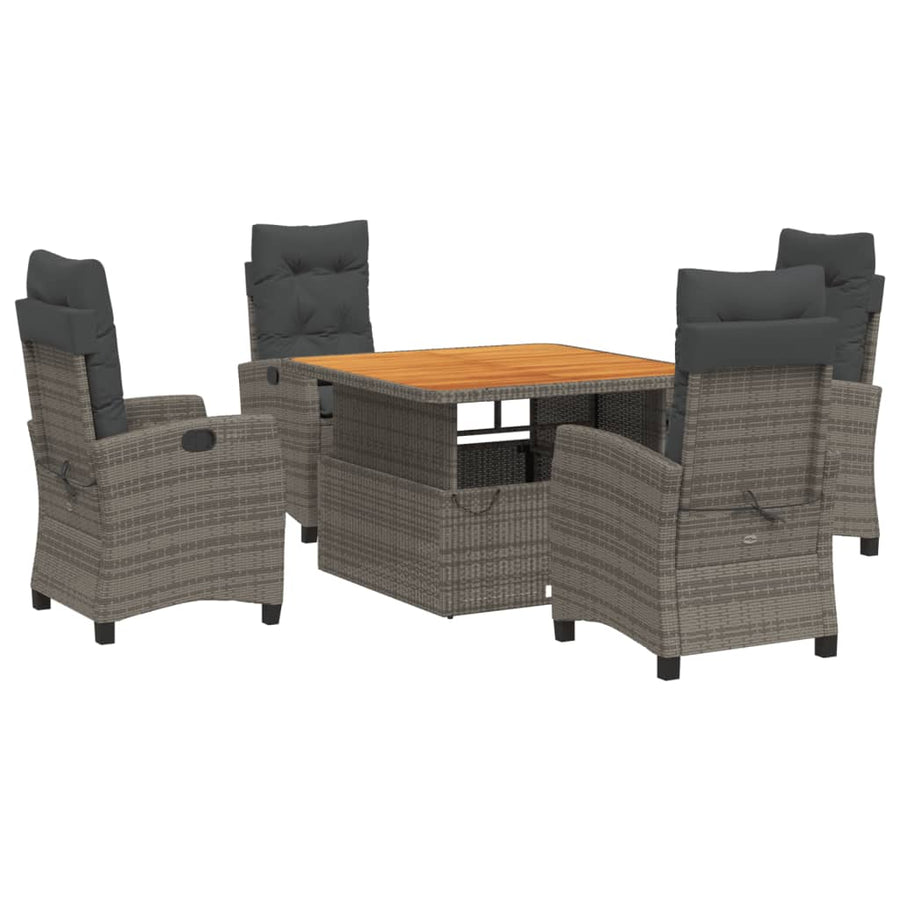 5-Delige Tuinset Met Kussens Poly Rattan Grijs