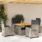 5-piece Patio Set with Cushions Poly Rattan Grey