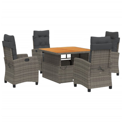 5-Delige Tuinset Met Kussens Poly Rattan Grijs