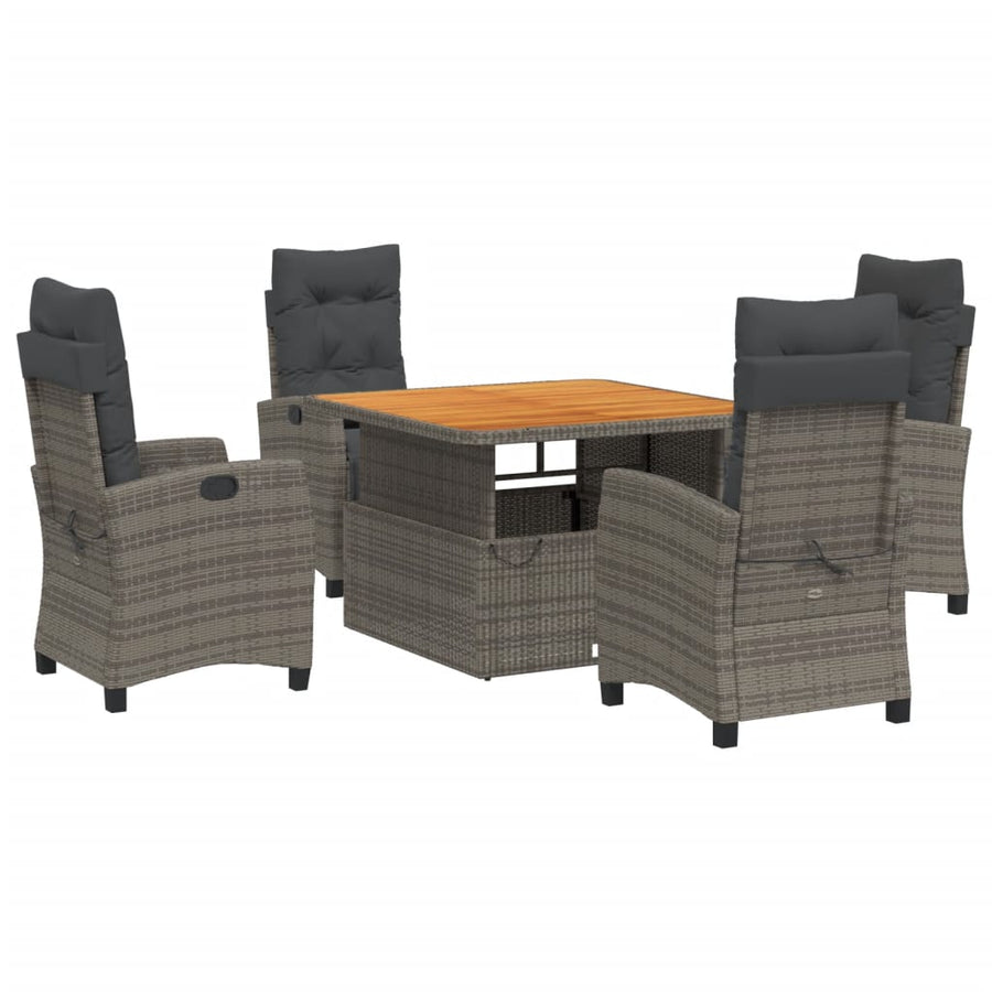5-Delige Tuinset Met Kussens Poly Rattan Grijs
