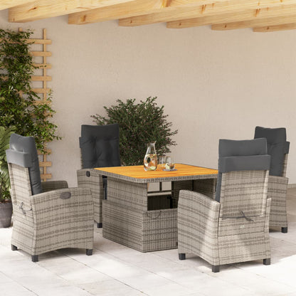 5-Delige Tuinset Met Kussens Poly Rattan Grijs