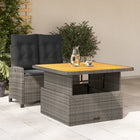 2-piece Garden Set with Cushions Poly Rattan Grey
