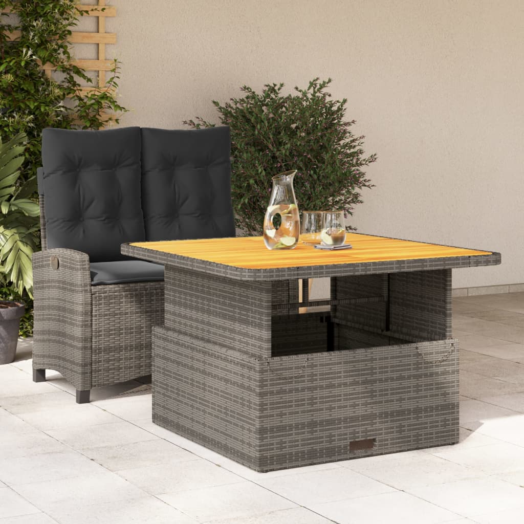 2-Delige Tuinset Met Kussens Poly Rattan Grijs