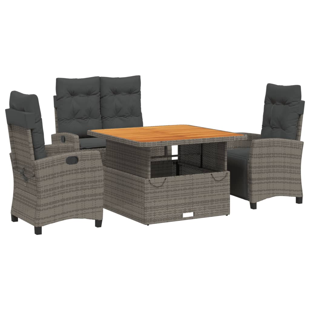 4-Delige Tuinset Met Kussens Poly Rattan Grijs