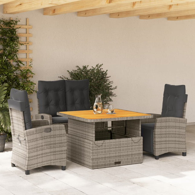 4-Delige Tuinset Met Kussens Poly Rattan Grijs