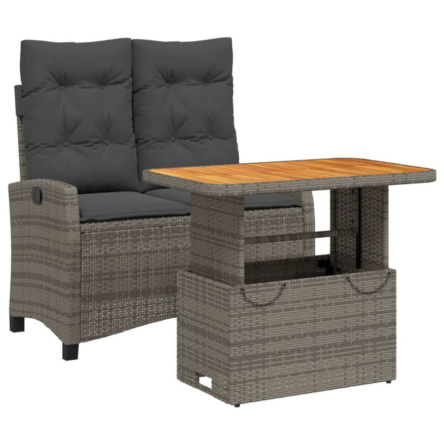 2-Delige Tuinset Met Kussens Poly Rattan Grijs