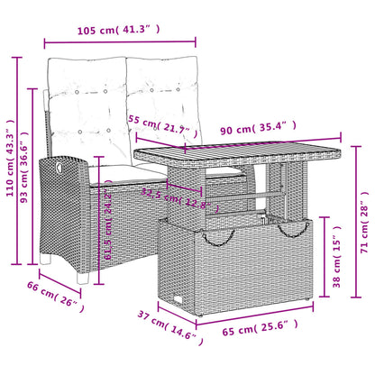 2-Delige Tuinset Met Kussens Poly Rattan Grijs